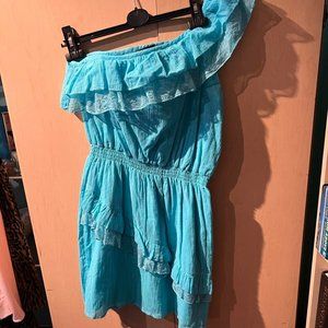 2b Bebe One-shoulder Turquoise Dress Size M Medium